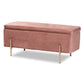 Baxton Studio Rockwell Contemporary Glam And Luxe Blush Pink Velvet Fabric Upholstered And Gold Finished Metal Storage Bench | Benches | Modishstore - 2