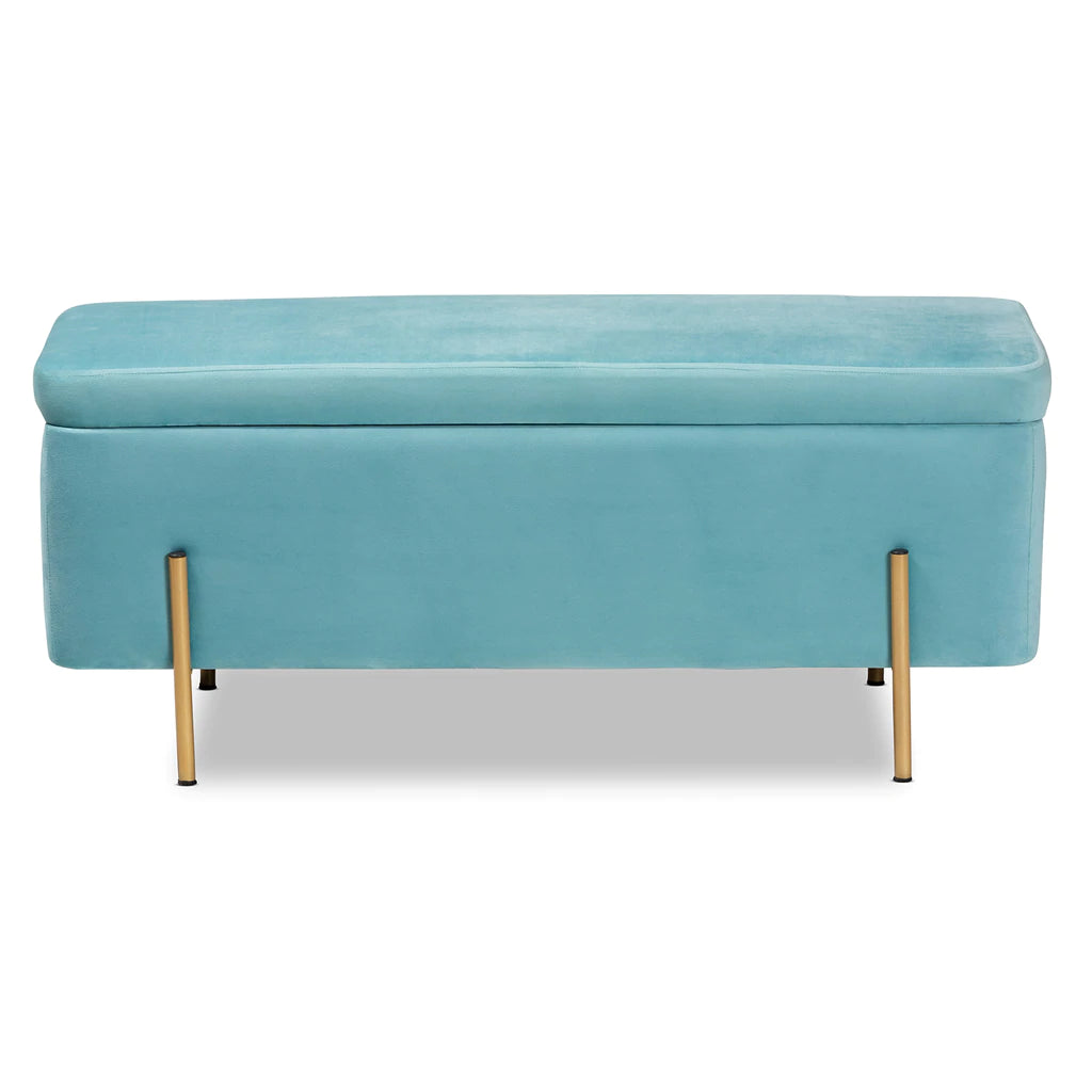 Baxton Studio Rockwell Contemporary Glam And Luxe Blush Pink Velvet Fabric Upholstered And Gold Finished Metal Storage Bench | Benches | Modishstore - 10