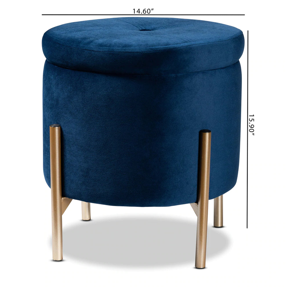 Baxton Studio Malina Contemporary Glam And Luxe Pink Velvet Fabric Upholstered And Gold Finished Metal Storage Ottoman | Ottomans | Modishstore - 16