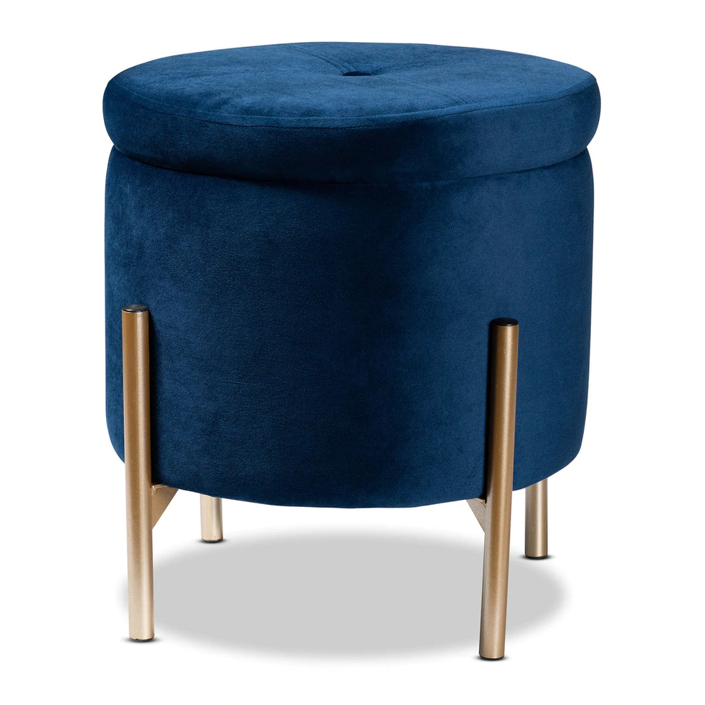 Baxton Studio Malina Contemporary Glam And Luxe Pink Velvet Fabric Upholstered And Gold Finished Metal Storage Ottoman | Ottomans | Modishstore - 13
