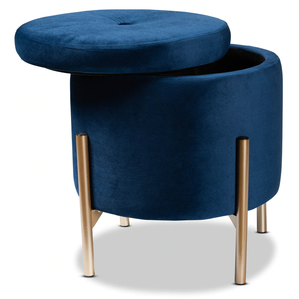 Baxton Studio Malina Contemporary Glam And Luxe Pink Velvet Fabric Upholstered And Gold Finished Metal Storage Ottoman | Ottomans | Modishstore - 14