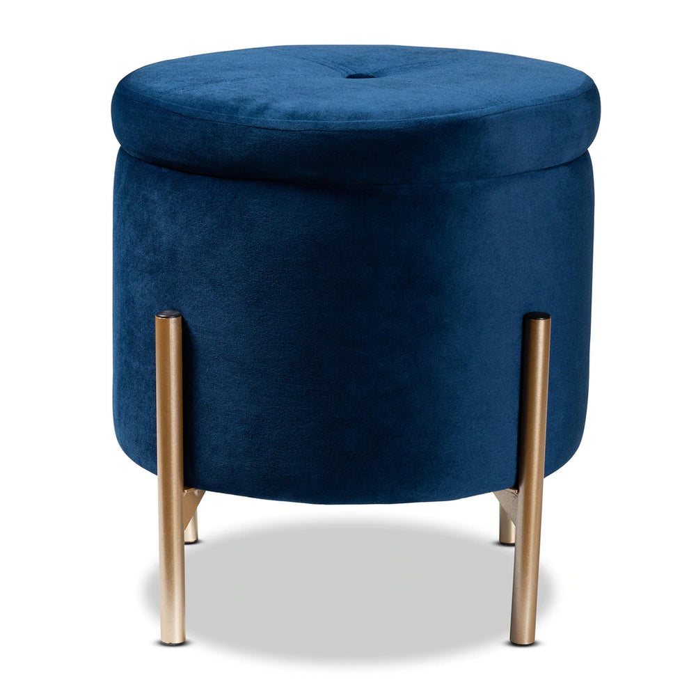 Baxton Studio Malina Contemporary Glam And Luxe Pink Velvet Fabric Upholstered And Gold Finished Metal Storage Ottoman | Ottomans | Modishstore - 15