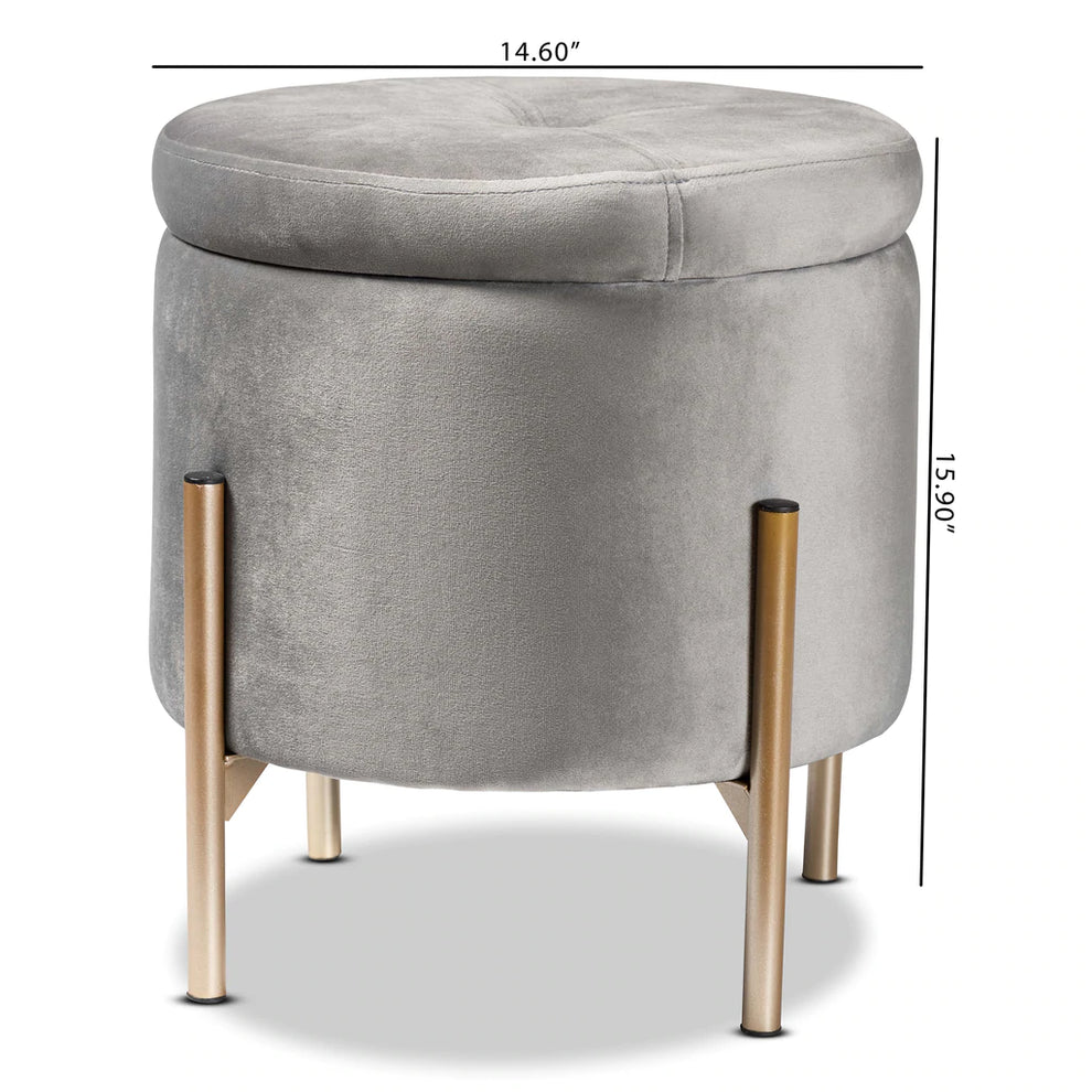 Baxton Studio Malina Contemporary Glam And Luxe Pink Velvet Fabric Upholstered And Gold Finished Metal Storage Ottoman | Ottomans | Modishstore - 11