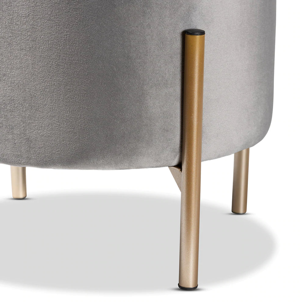 Baxton Studio Malina Contemporary Glam And Luxe Pink Velvet Fabric Upholstered And Gold Finished Metal Storage Ottoman | Ottomans | Modishstore - 10