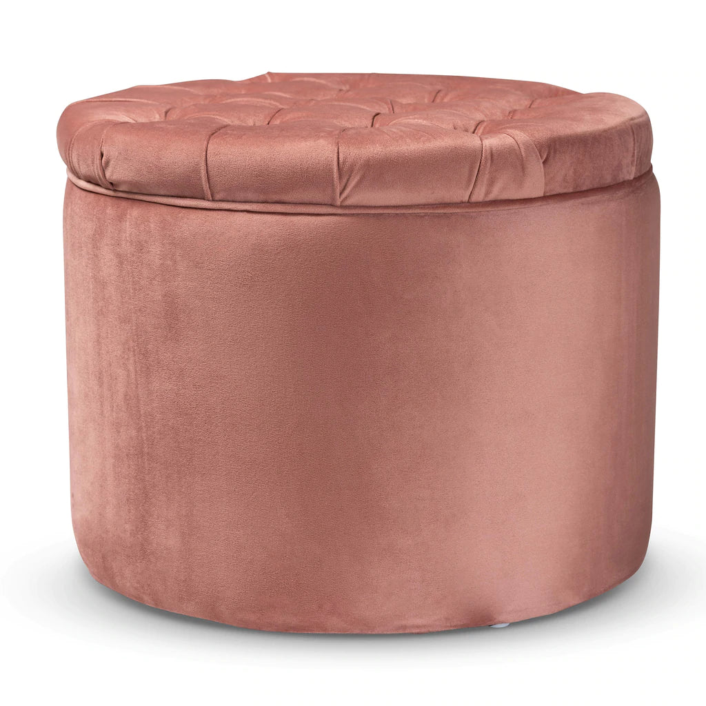 Baxton Studio Livana Contemporary Glam And Luxe Blush Pink Velvet Fabric Upholstered Storage Ottoman | Ottomans | Modishstore - 2