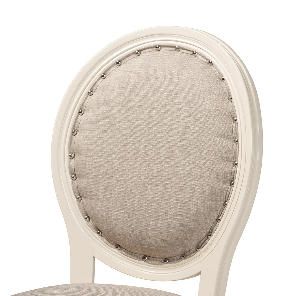 Baxton Studio Louis Traditional French Inspired Grey Fabric Upholstered and White Finished Wood 2 Piece Dining Chair Set