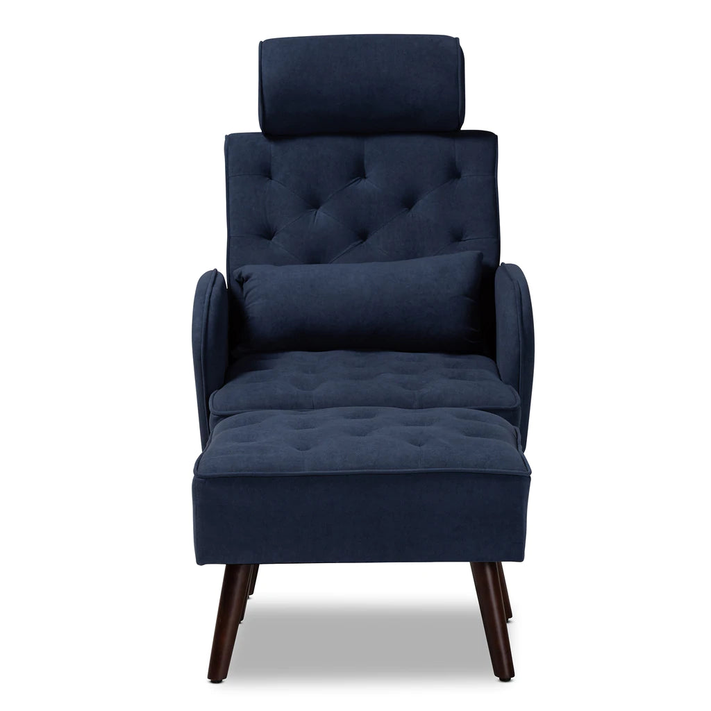 Baxton Studio Haldis Wood 2-Piece Recliner Chair And Ottoman Set | Chairs & Recliners | Modishstore - 11