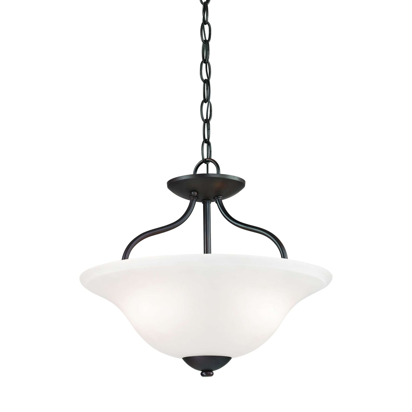 Conway 2-Light Semi Flush Mount in Oil Rubbed Bronze with White Glass | Ceiling Lamps | Modishstore