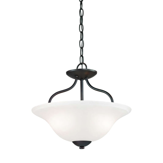 Conway 2-Light Semi Flush Mount in Oil Rubbed Bronze with White Glass | Ceiling Lamps | Modishstore
