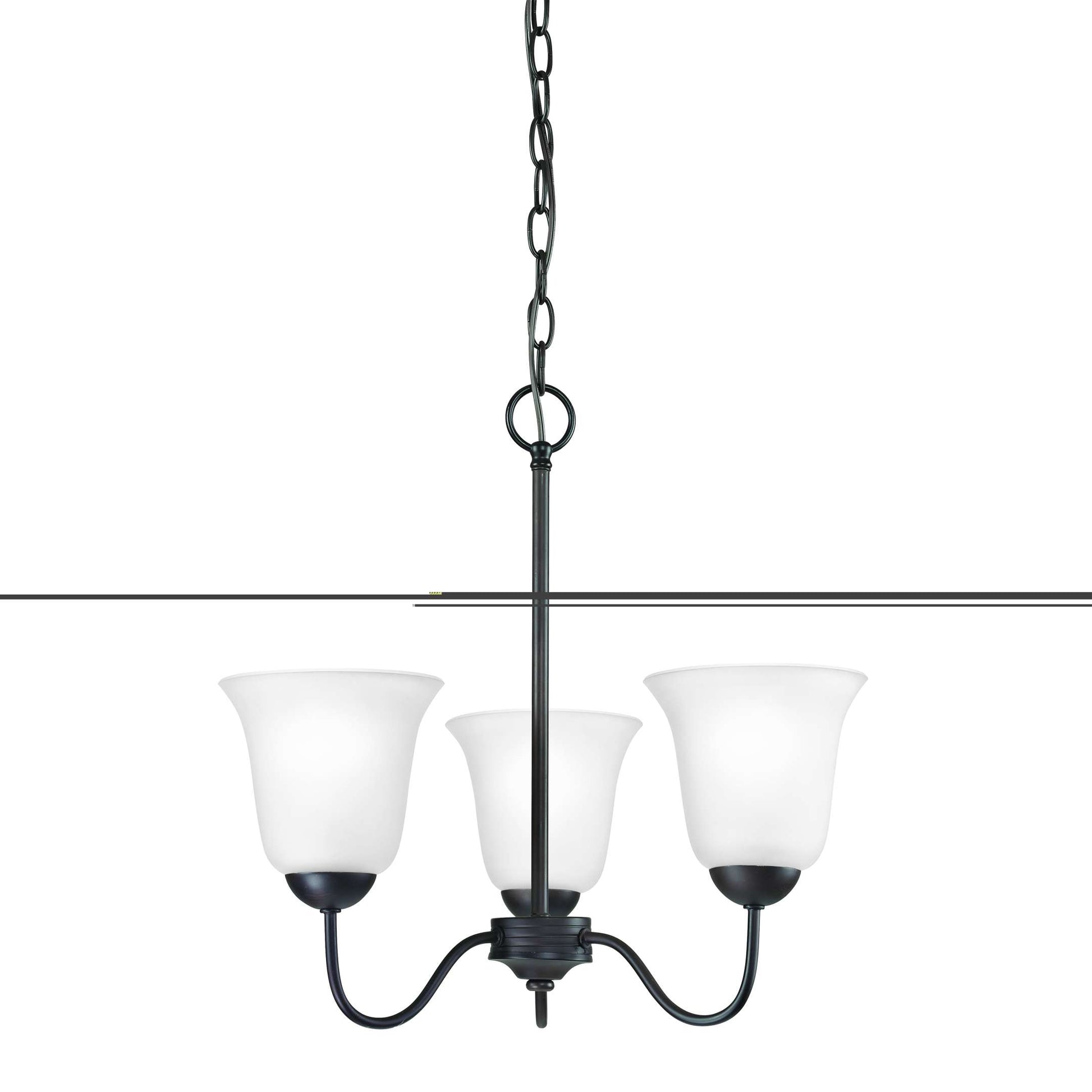 Conway 3-Light Chandelier in in Oil Rubbed Bronze with White Glass | Chandeliers | Modishstore