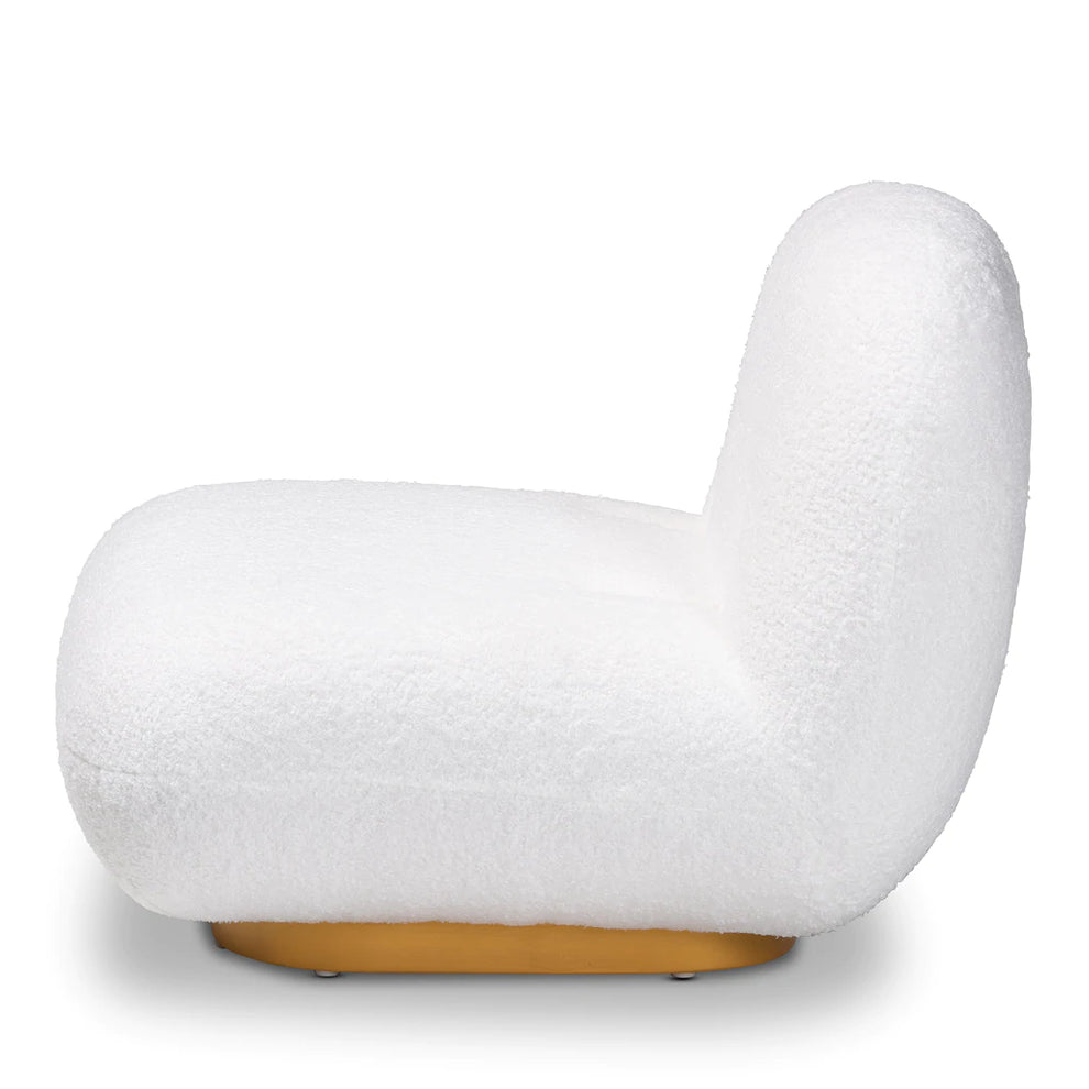 Baxton Studio Paiva Modern And Contemporary White Boucle Upholstered And Brushed Gold Finished Accent Chair | Accent Chairs | Modishstore - 4