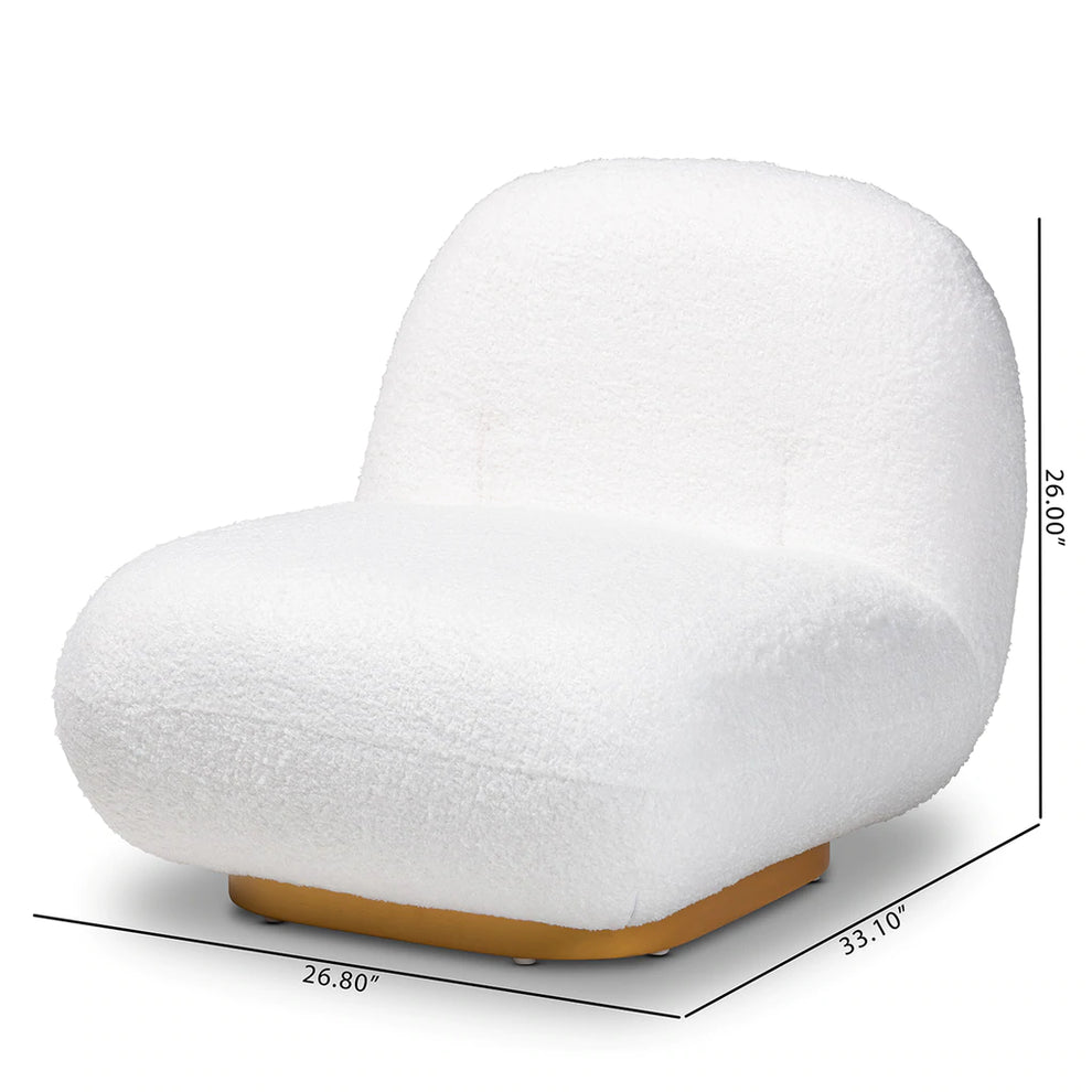 Baxton Studio Paiva Modern And Contemporary White Boucle Upholstered And Brushed Gold Finished Accent Chair | Accent Chairs | Modishstore - 2