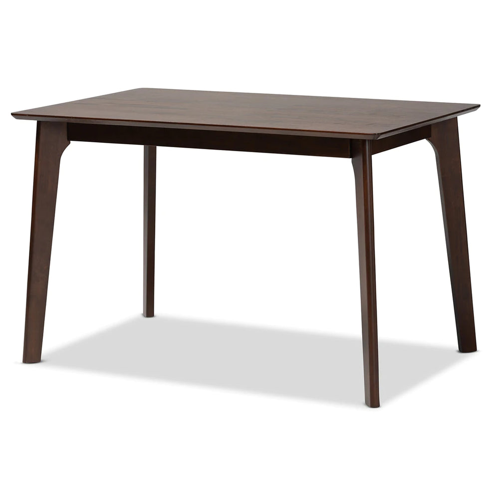 Baxton Studio Camilla Mid-Century Modern Cream Fabric And Dark Brown Finished Wood 5-Piece Dining Set | Dining Sets | Modishstore - 4
