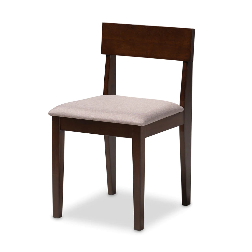 Baxton Studio Camilla Mid-Century Modern Cream Fabric And Dark Brown Finished Wood 5-Piece Dining Set | Dining Sets | Modishstore - 9