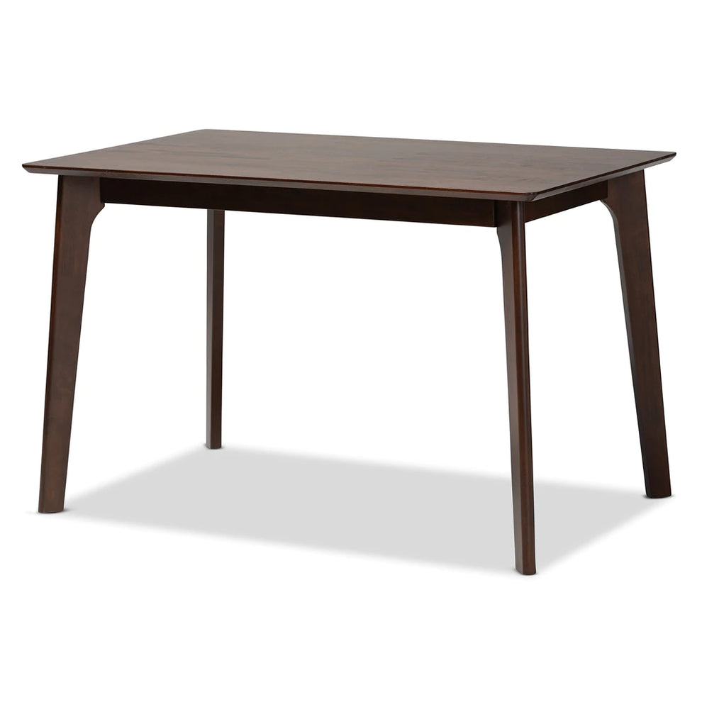 Baxton Studio Camilla Mid-Century Modern Cream Fabric And Dark Brown Finished Wood 5-Piece Dining Set | Dining Sets | Modishstore - 10