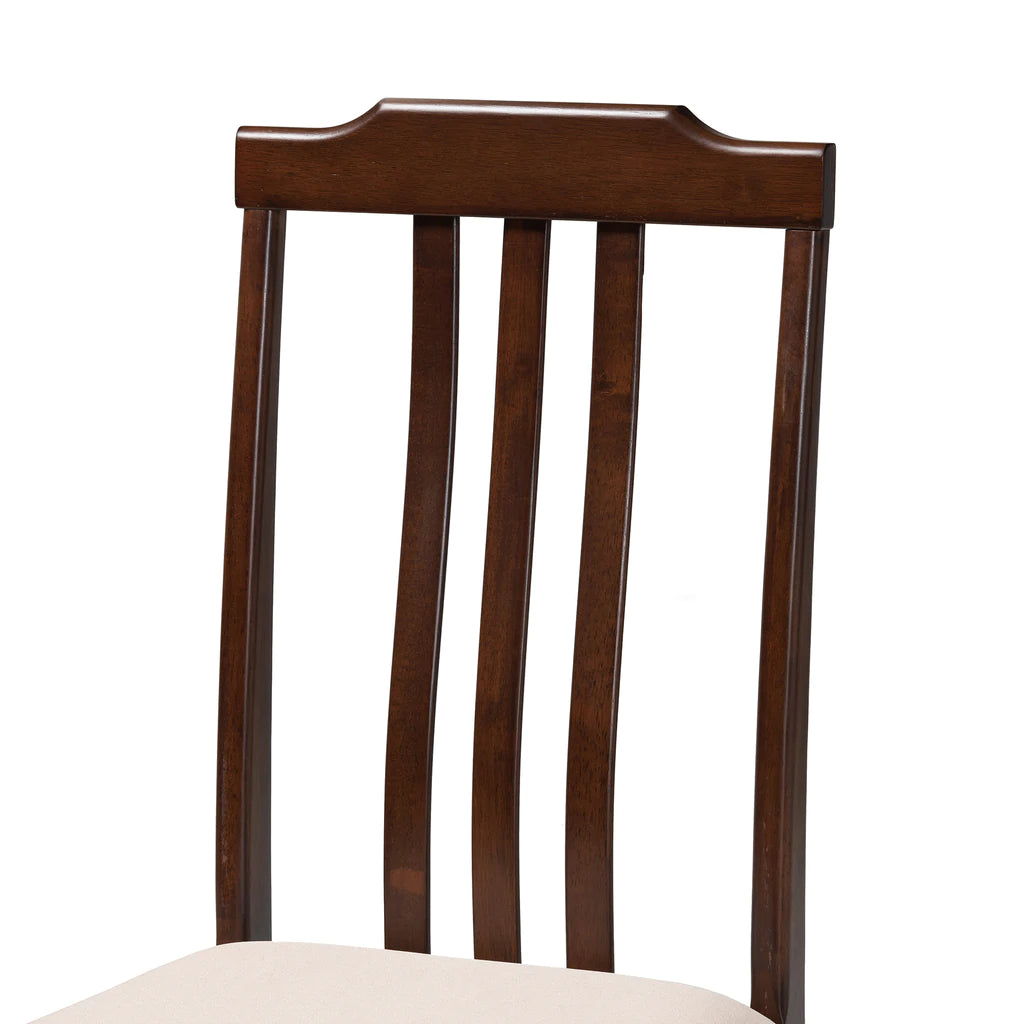 Baxton Studio Clarissa Mid-Century Modern Cream Fabric And Dark Brown Finished Wood 2-Piece Dining Chair Set | Dining Chairs | Modishstore - 5