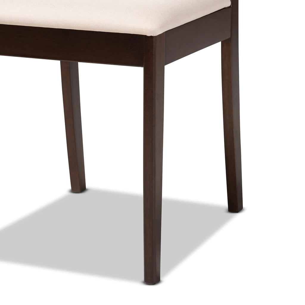 Baxton Studio Clarissa Mid-Century Modern Cream Fabric And Dark Brown Finished Wood 2-Piece Dining Chair Set | Dining Chairs | Modishstore - 6