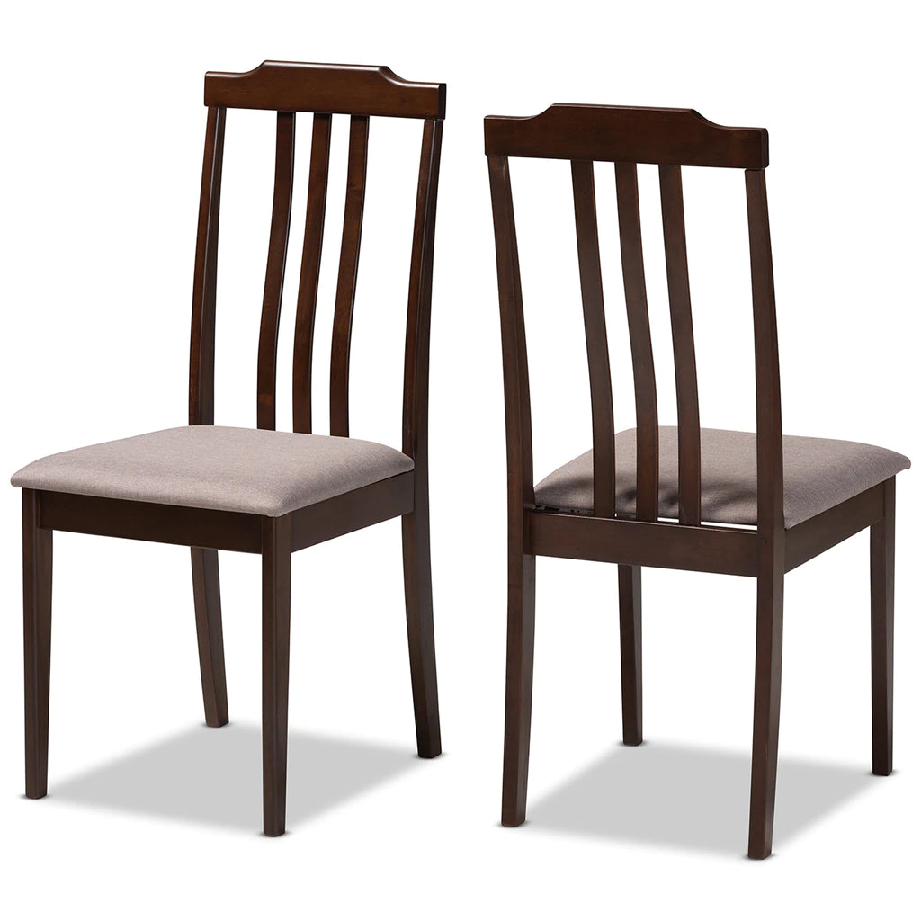 Baxton Studio Clarissa Mid-Century Modern Cream Fabric And Dark Brown Finished Wood 2-Piece Dining Chair Set | Dining Chairs | Modishstore - 8
