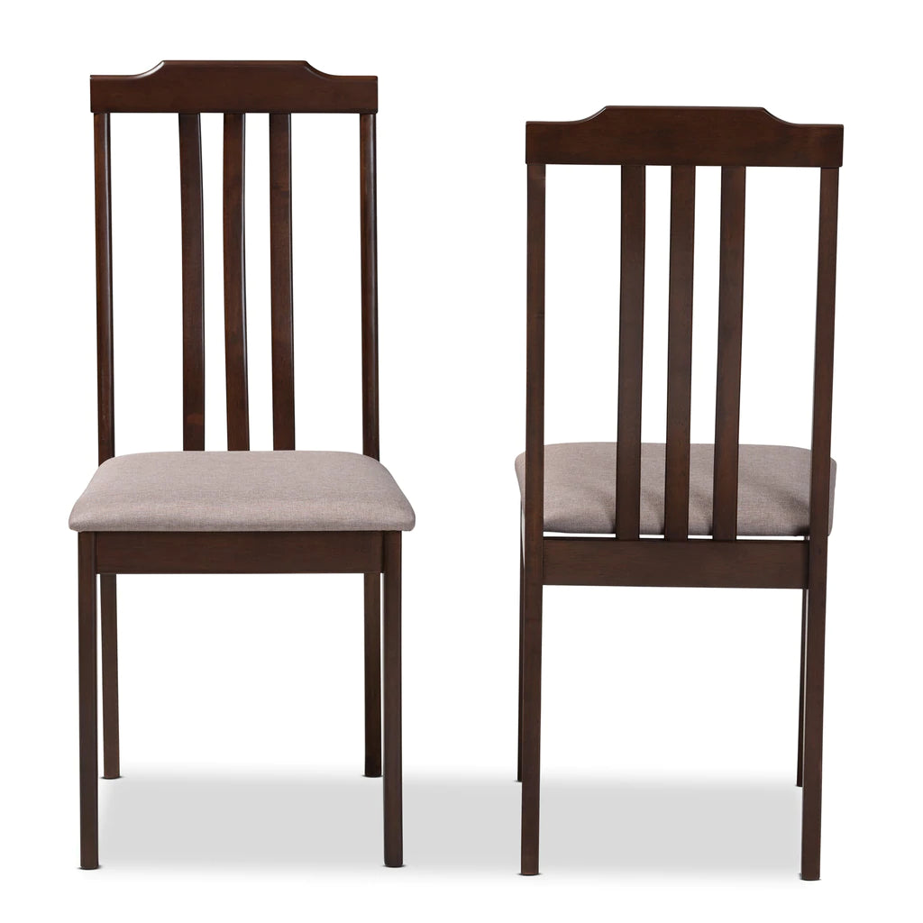 Baxton Studio Clarissa Mid-Century Modern Cream Fabric And Dark Brown Finished Wood 2-Piece Dining Chair Set | Dining Chairs | Modishstore - 9