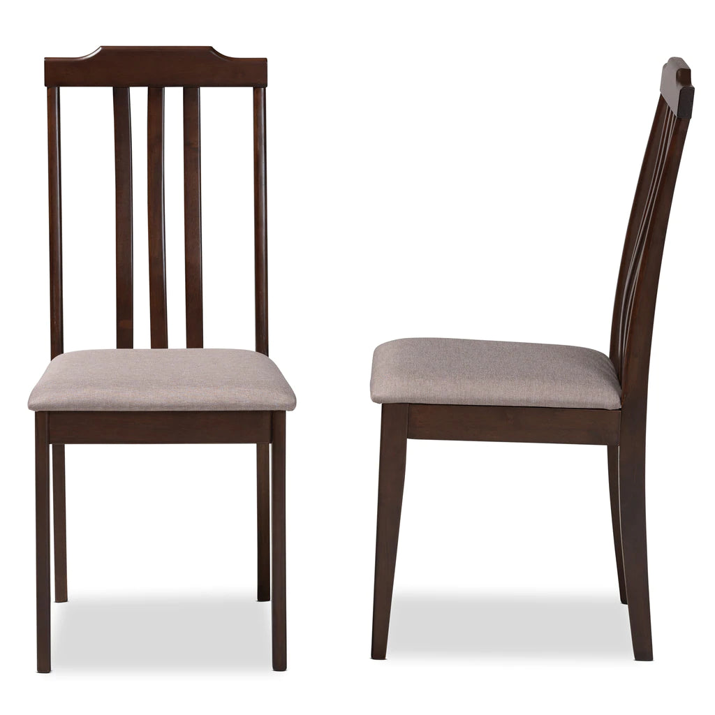 Baxton Studio Clarissa Mid-Century Modern Cream Fabric And Dark Brown Finished Wood 2-Piece Dining Chair Set | Dining Chairs | Modishstore - 10