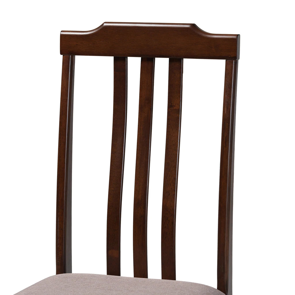 Baxton Studio Clarissa Mid-Century Modern Cream Fabric And Dark Brown Finished Wood 2-Piece Dining Chair Set | Dining Chairs | Modishstore - 11