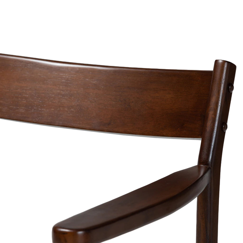 Baxton Studio Coretta Mid-Century Modern Cream Fabric And Dark Brown Finished Wood 2-Piece Dining Chair Set | Dining Chairs | Modishstore - 5
