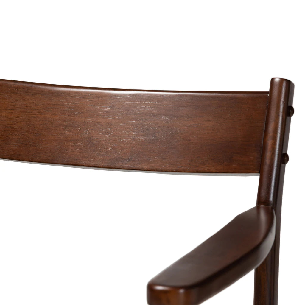 Baxton Studio Coretta Mid-Century Modern Cream Fabric And Dark Brown Finished Wood 2-Piece Dining Chair Set | Dining Chairs | Modishstore - 11