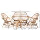 Baxton Studio Jayden Modern Bohemian White Fabric Upholstered and Natural Brown Finished Rattan 5-Piece Living Room Set | Sofas | Modishstore - 7