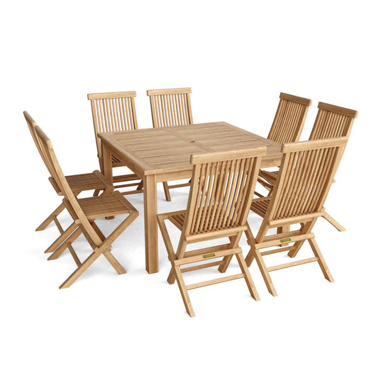 Windsor Classic Chair 9-Pieces Folding Dining Set By Anderson Teak | Outdoor Dining Sets | Modishstore