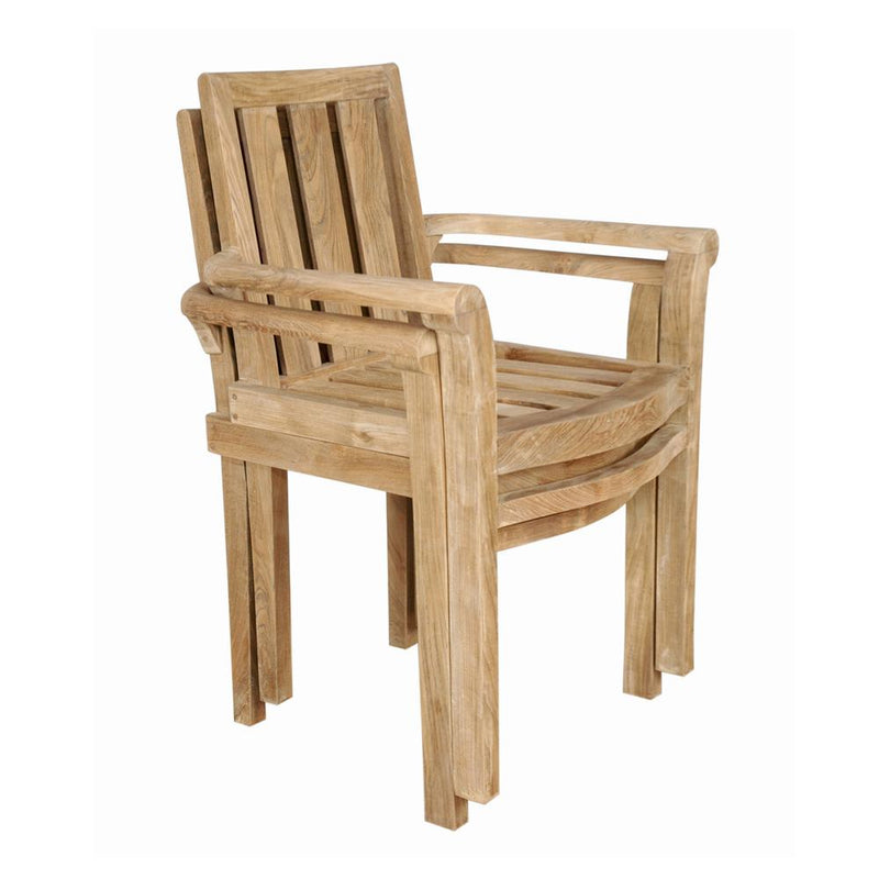 Classic Stackable Armchair Fully Built & 4 Pcs In A Box By Anderson Teak | Outdoor Chairs | Modishstore