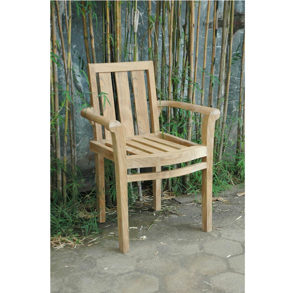 Classic Stackable Armchair Fully Built & 4 Pcs In A Box By Anderson Teak | Outdoor Chairs | Modishstore - 2