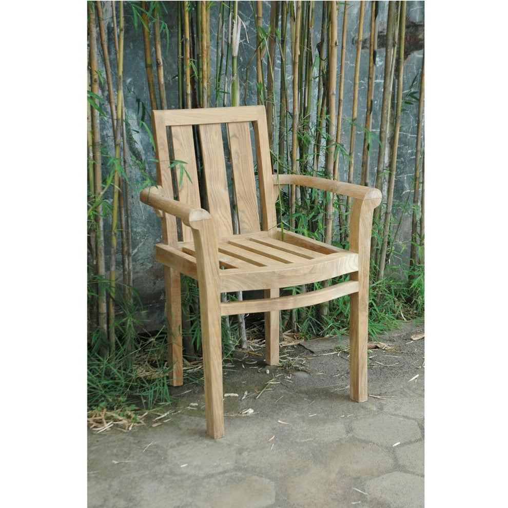 Classic Stackable Armchair Fully Built & 4 Pcs In A Box By Anderson Teak | Outdoor Chairs | Modishstore - 2