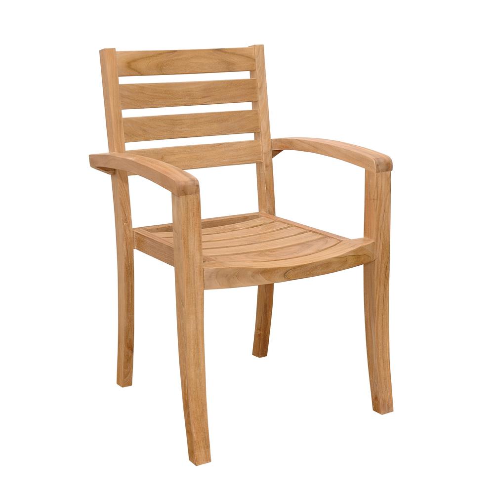 Catalina Stackable Armchair Fully Built & 4 Pcs In A Box By Anderson Teak | Outdoor Chairs | Modishstore - 3