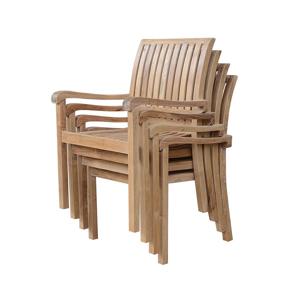 Aspen Stackable Armchair Fully Built & 4 Pcs In A Box By Anderson Teak | Outdoor Chairs | Modishstore - 3
