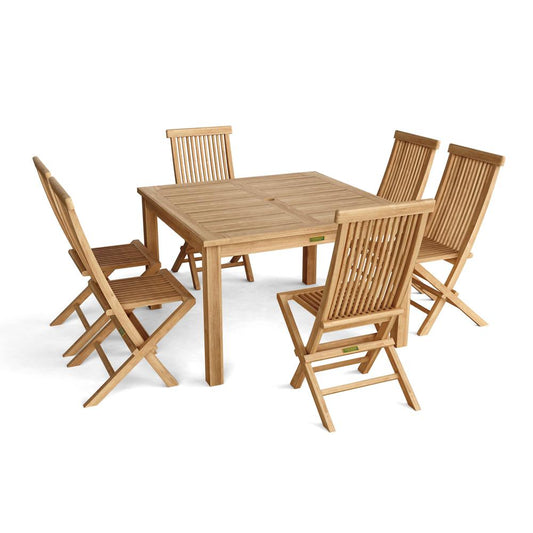 Windsor Classic Chair 7-Pieces Folding Dining Set By Anderson Teak | Outdoor Dining Sets | Modishstore