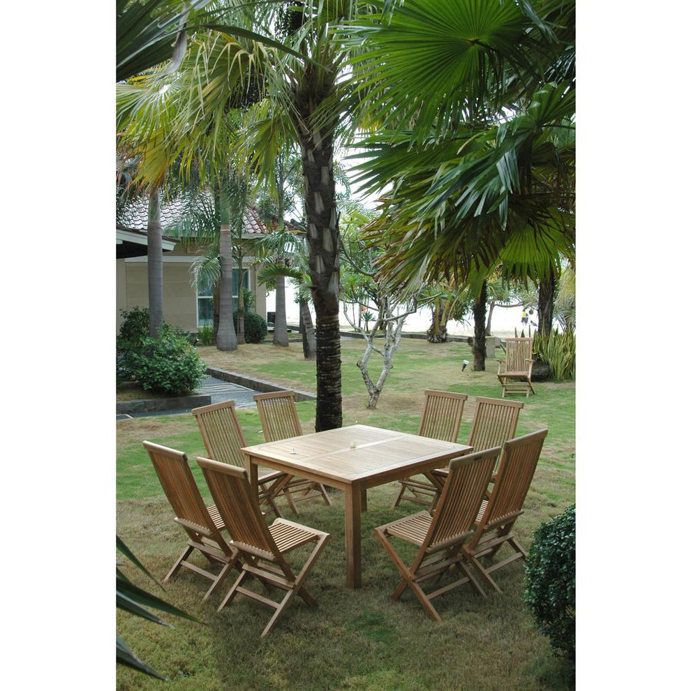 Windsor Classic Chair 9-Pieces Folding Dining Set By Anderson Teak | Outdoor Dining Sets | Modishstore - 3