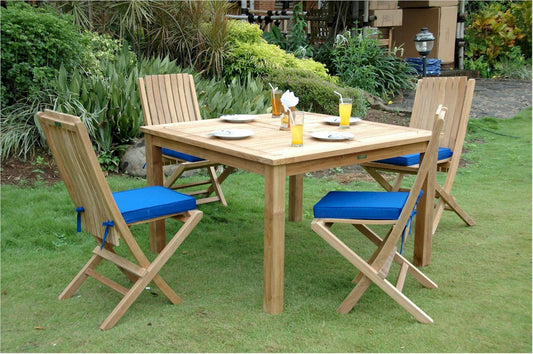 Windsor Comfort Chair 5-Pieces Folding Dining Set By Anderson Teak | Outdoor Dining Sets | Modishstore