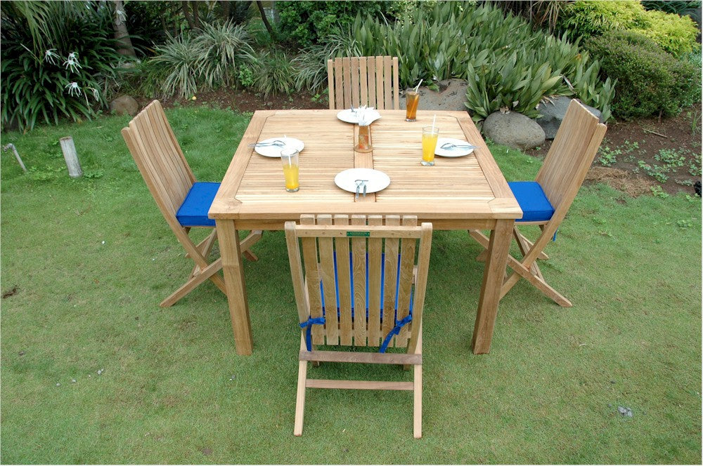 Windsor Comfort Chair 5-Pieces Folding Dining Set By Anderson Teak | Outdoor Dining Sets | Modishstore - 2