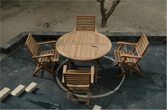 Andrew Bahama 5-Pieces Folding Dining Set By Anderson Teak | Outdoor Dining Sets | Modishstore