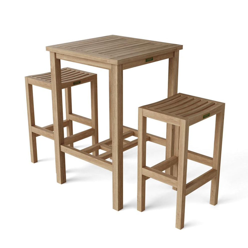 Bahama Montego 3-Pieces Square Bar Set By Anderson Teak | Bar Stools & Table | Modishstore - 2