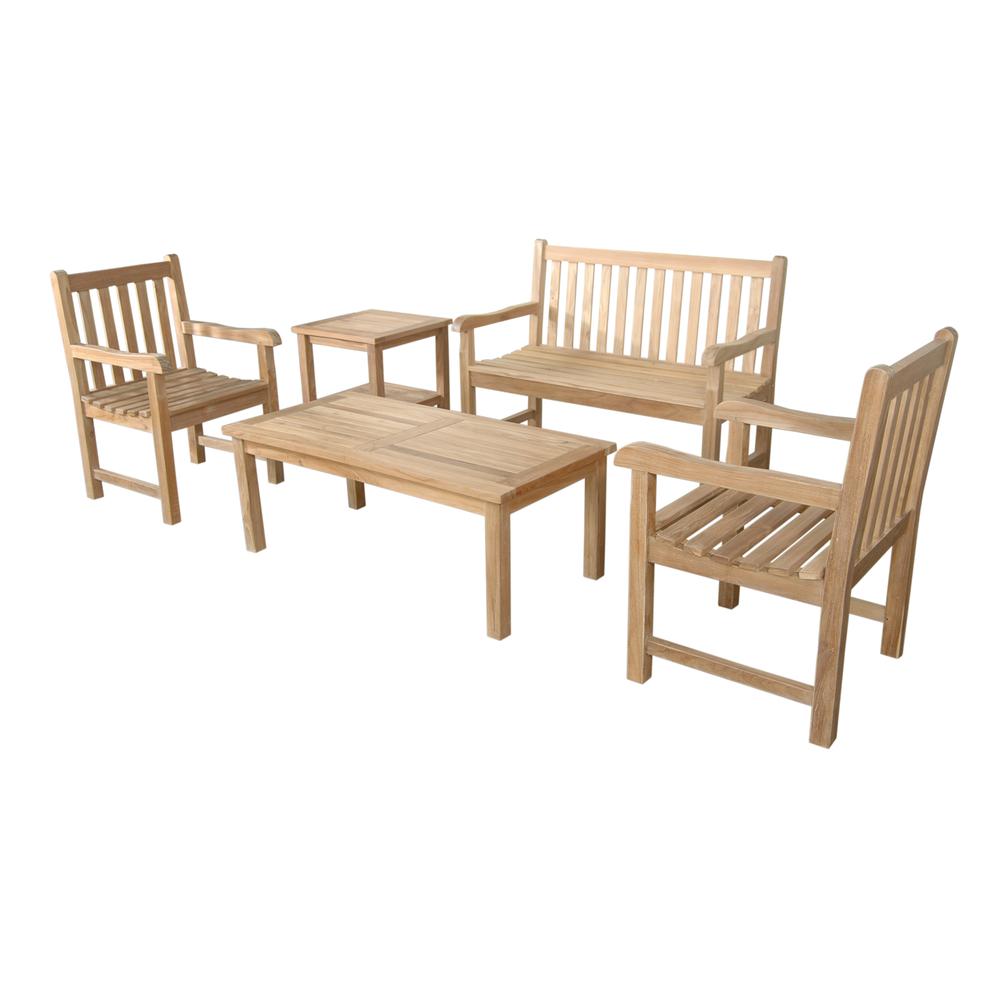 Classic 2-Seater 5-Pieces Conversation Set By Anderson Teak | Outdoor Sofas, Loveseats & Sectionals | Modishstore - 3