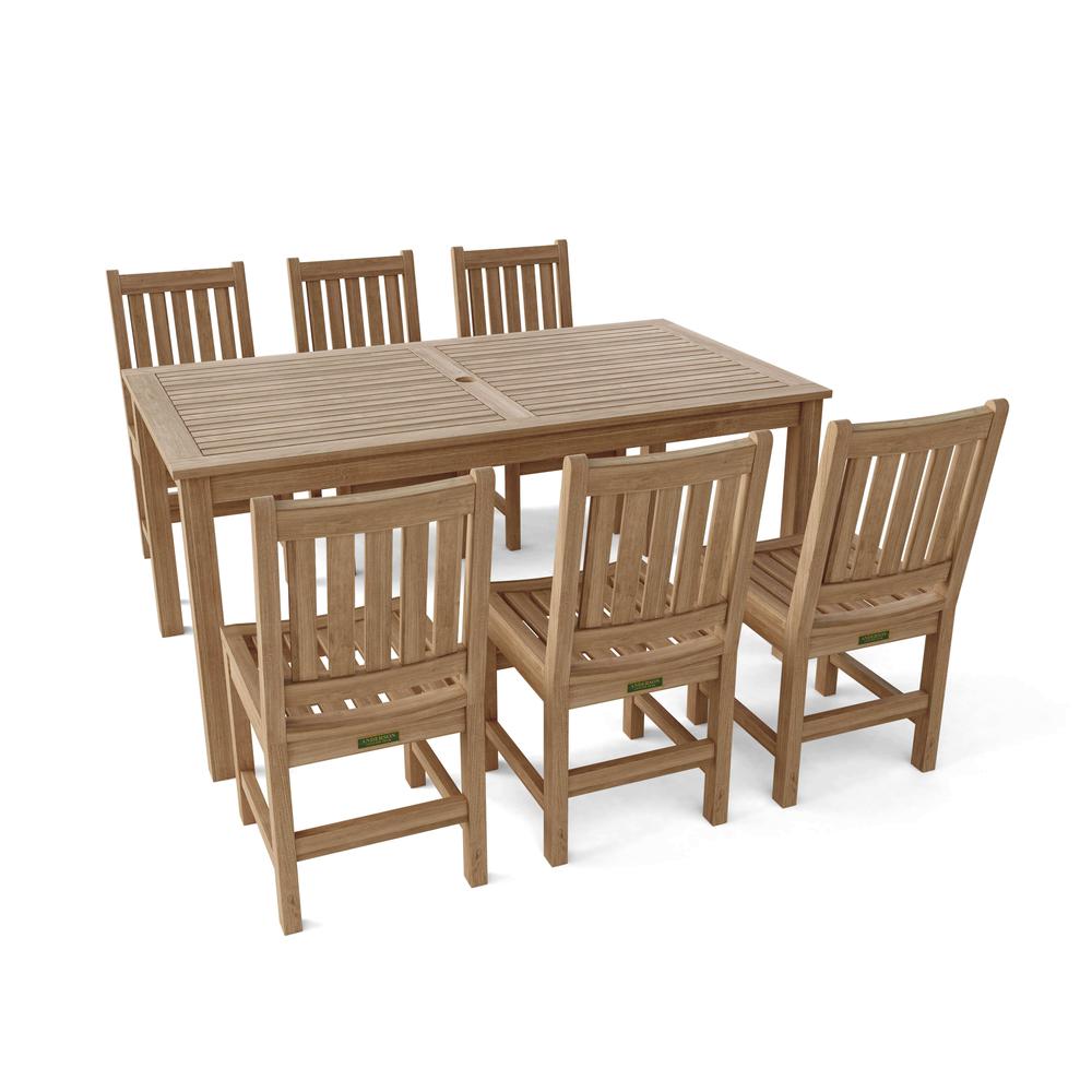 7-Pieces Sonoma Rectangular Dining Set By Anderson Teak | Outdoor Dining Sets | Modishstore - 2