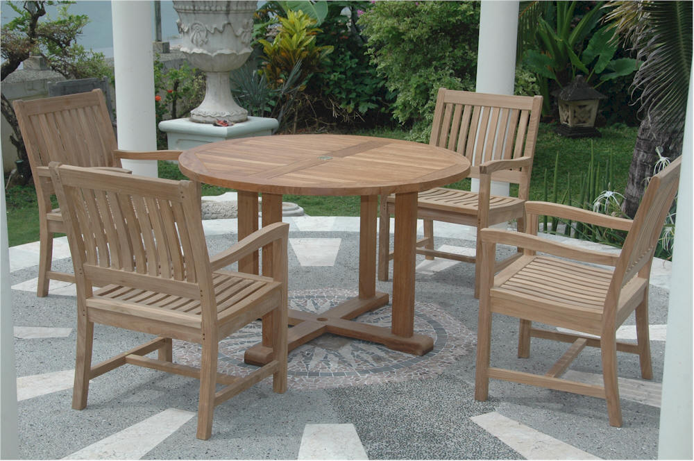 Tosca Rialto Armchair 5-Pieces Dining Set By Anderson Teak | Outdoor Dining Sets | Modishstore