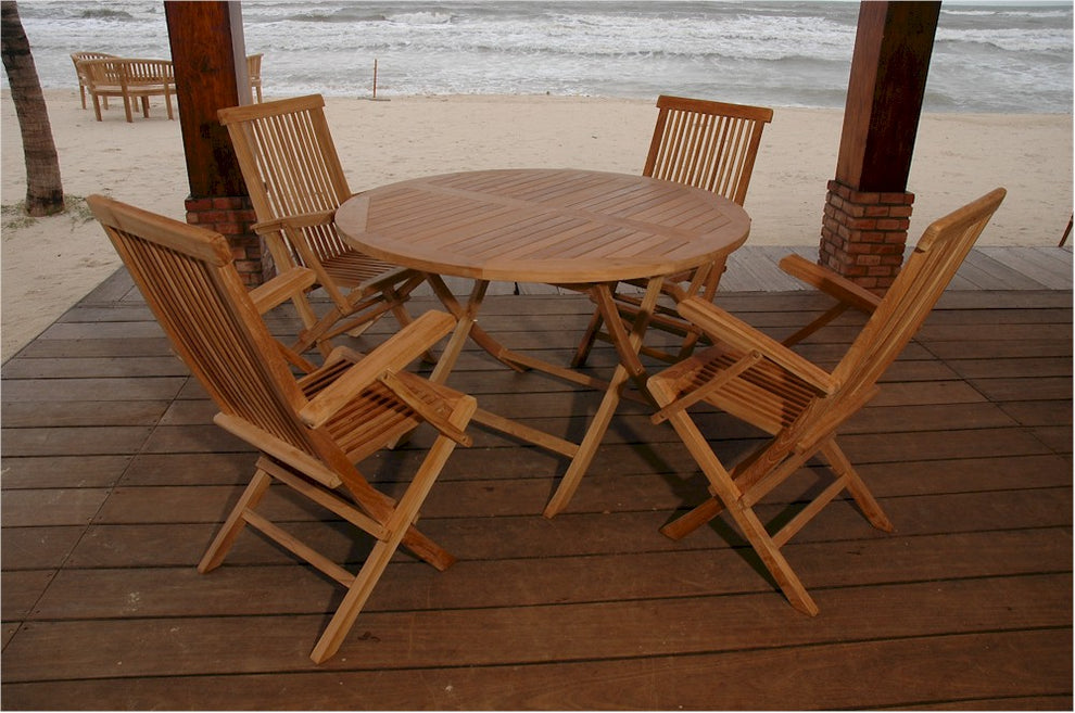 Bahama Classic Folding Armchair 5-Pieces Dining Set By Anderson Teak | Outdoor Dining Sets | Modishstore - 2