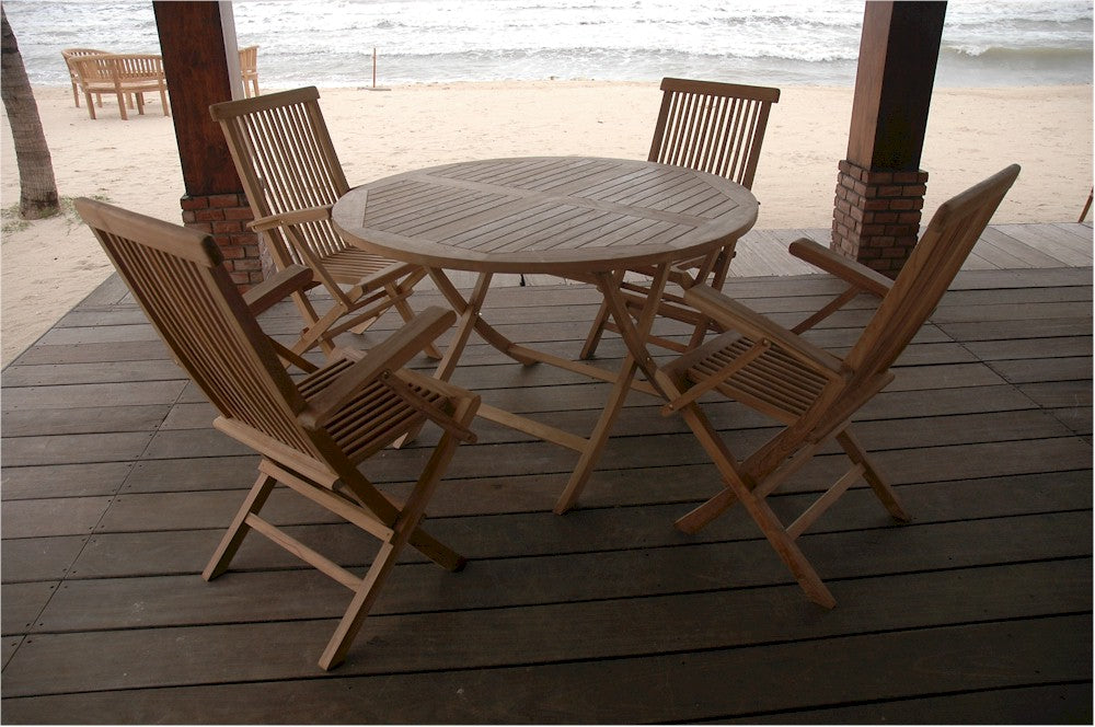 Bahama Classic Folding Armchair 5-Pieces Dining Set By Anderson Teak | Outdoor Dining Sets | Modishstore - 3