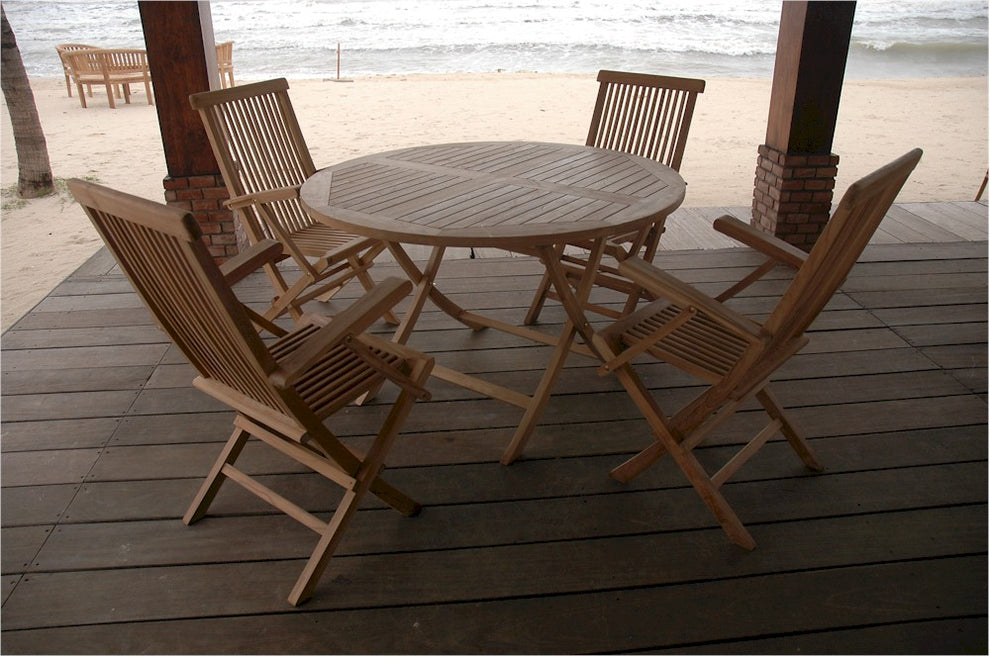 Bahama Classic Folding Armchair 5-Pieces Dining Set By Anderson Teak | Outdoor Dining Sets | Modishstore - 3