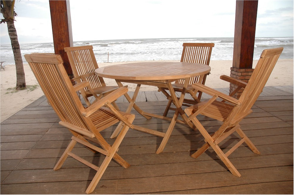 Bahama Classic Folding Armchair 5-Pieces Dining Set By Anderson Teak | Outdoor Dining Sets | Modishstore - 4