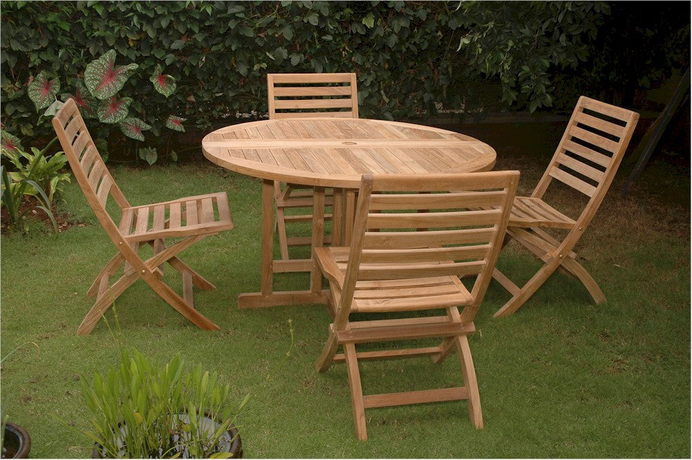 Andrew Butterfly Folding 5-Pieces Dining Set By Anderson Teak | Outdoor Dining Sets | Modishstore - 2