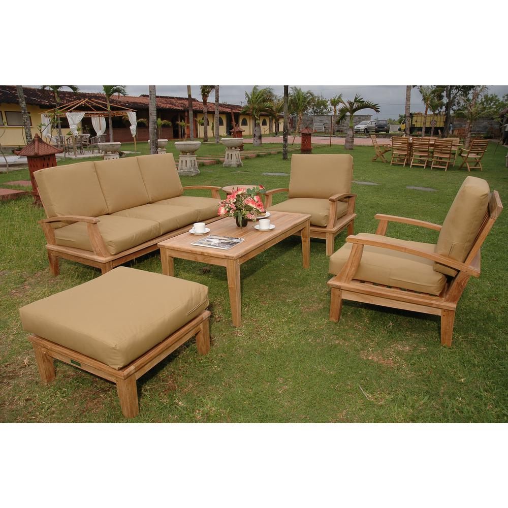 Brianna 5-Pieces Deep Seating Sofa Set By Anderson Teak | Outdoor Sofas, Loveseats & Sectionals | Modishstore