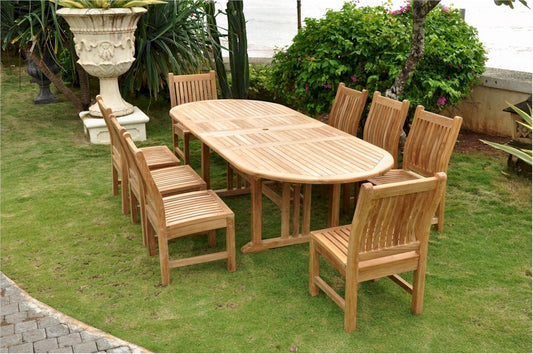 Sahara Dining Side Chair 9-Pieces Oval Dining Set By Anderson Teak | Outdoor Dining Sets | Modishstore